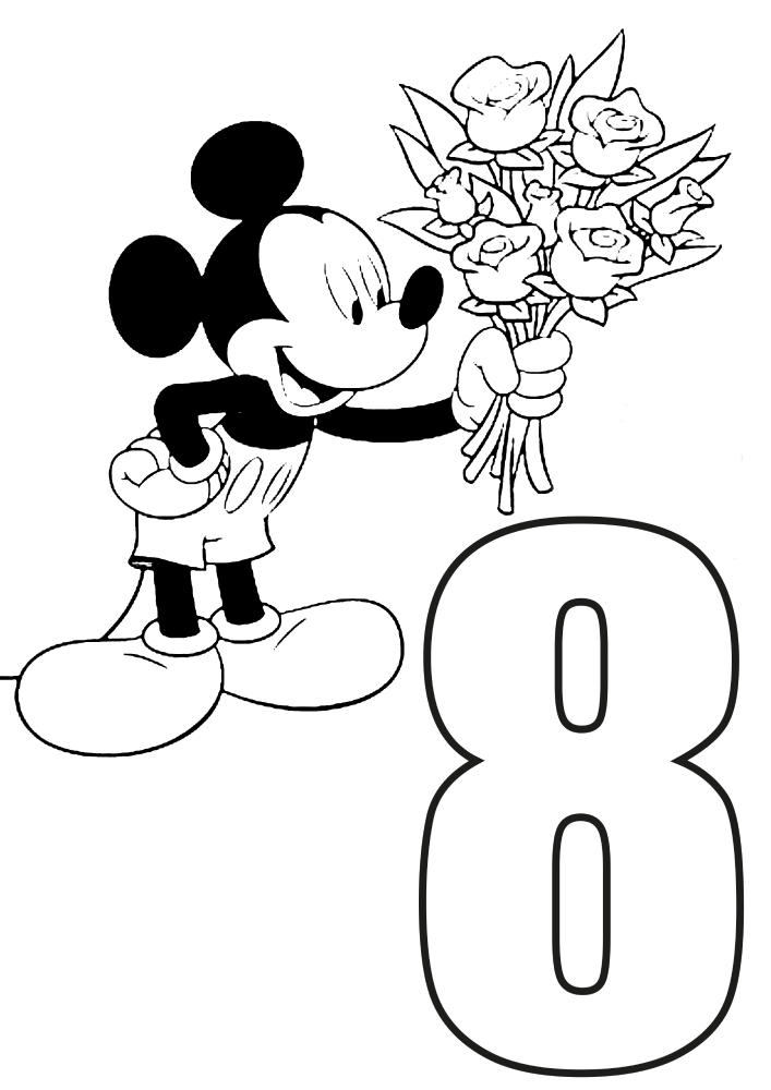 Цифра 8 в цветочках
